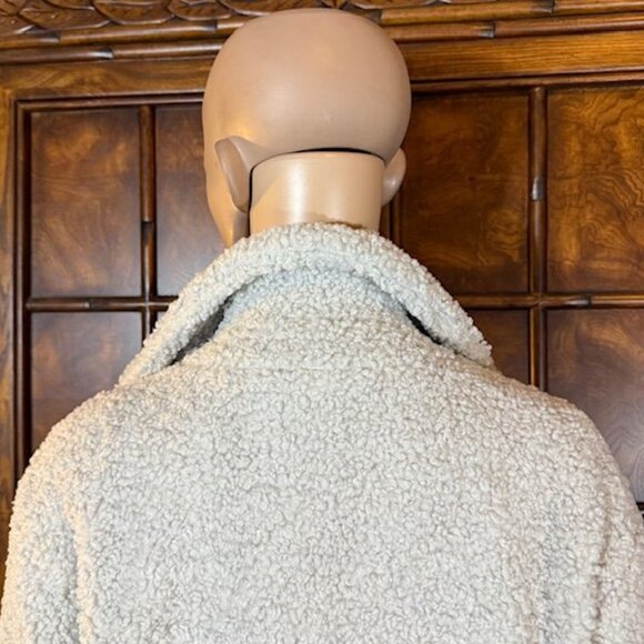 G by Giuliana Black Label Pale Gray Faux Shearling Teddy Double Breast Long Coat - Picture 10 of 15